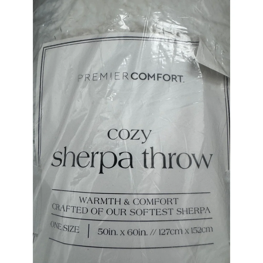 Premier Comfort‎ Cozy Sherpa Throw Blanket White 50x60 Super Soft New
